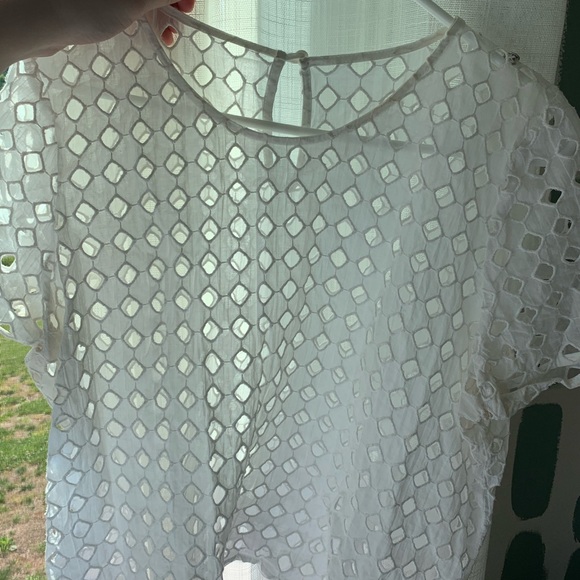 White Cropped Shirt with Cutouts - Picture 6 of 6